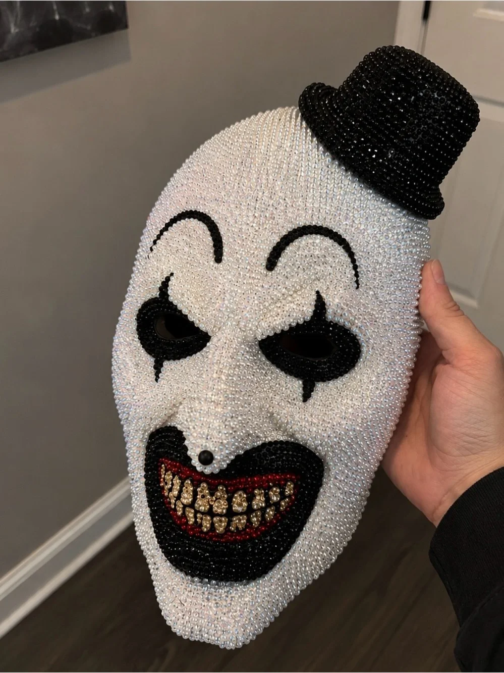 Art The Clown Terrifier Rhinestone Crystal Full Face Mask Horror Halloween New